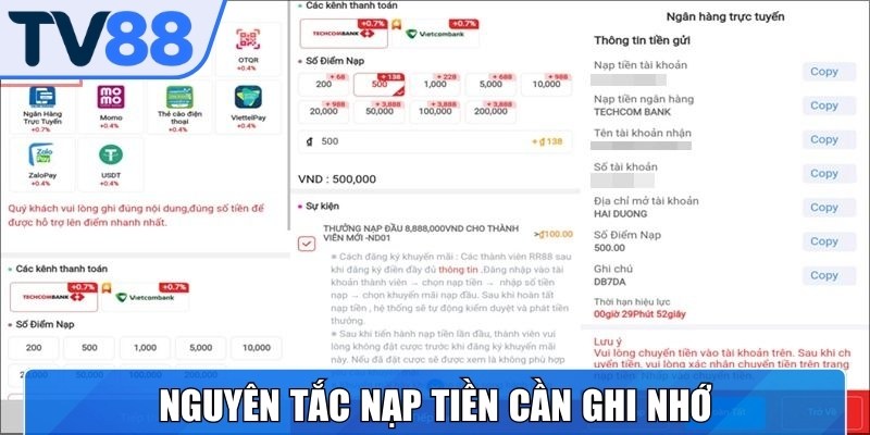 Chính sách giao dịch quy định rõ nguyên tắc khi bet thủ nạp tiền